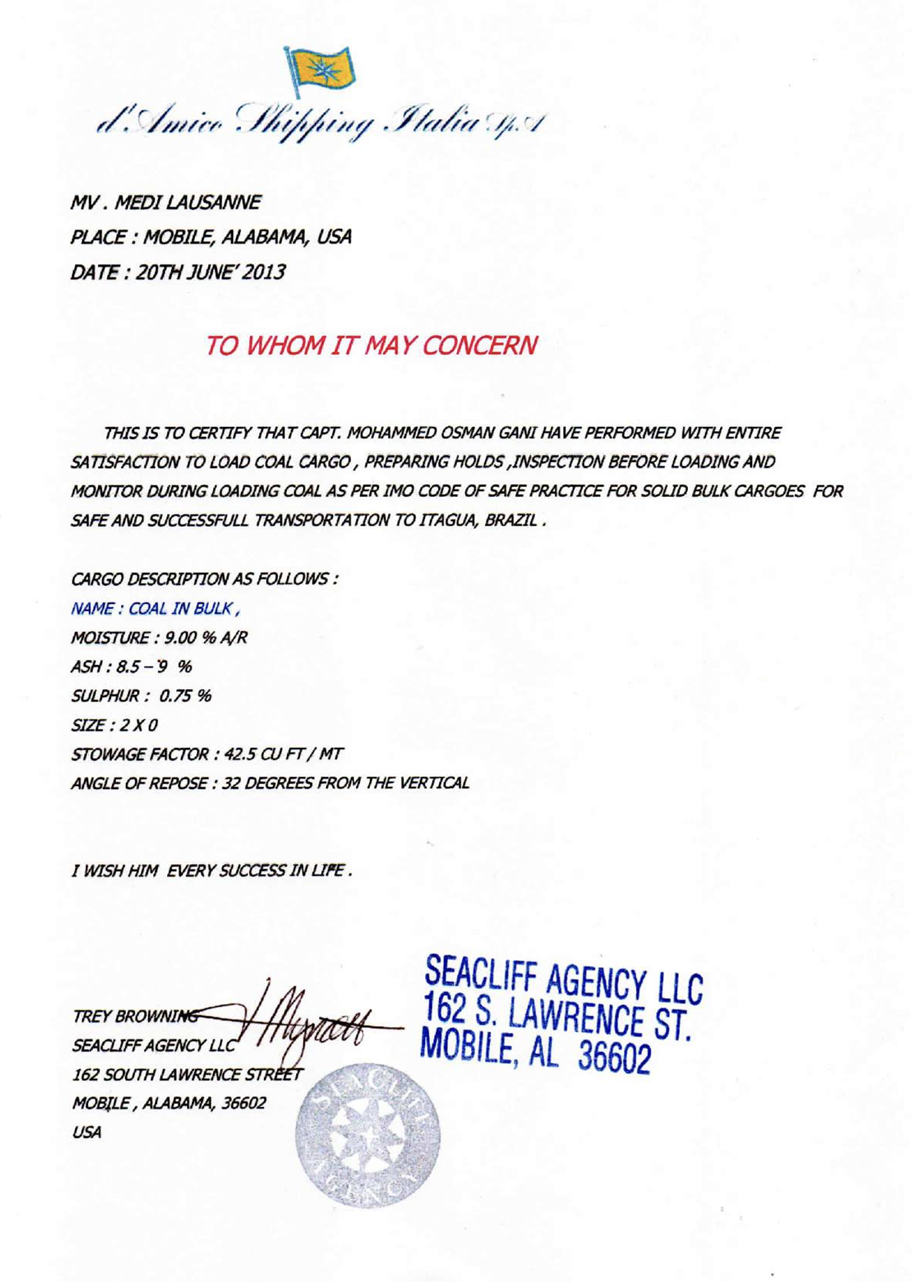 Letter of Commendation USA